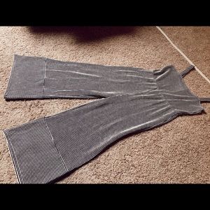 Ribbed striped straight leg jumpsuit